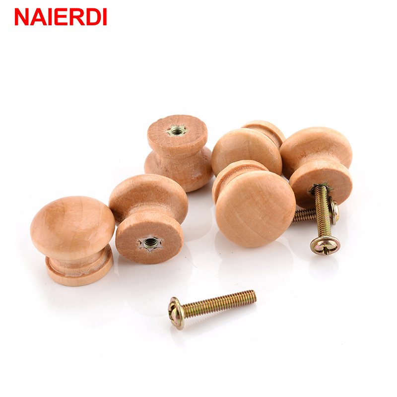 Vintage Furniture Hardware Pulls - 10pcs NAIERDI Handles 2.5X2CM Natural Wooden