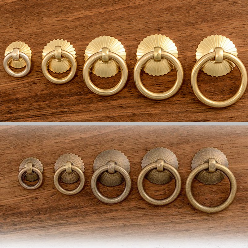 Furniture Hardware Gold - Vintage Brass Cabinet Ring Knobs Pulls