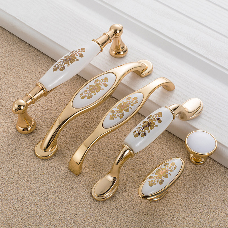 European Gold Flower Ceramic H - Furniture Hardware Gold recension och pris