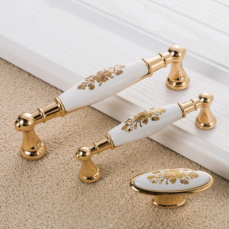 European Gold Flower Ceramic H - Furniture Hardware Gold recension och pris