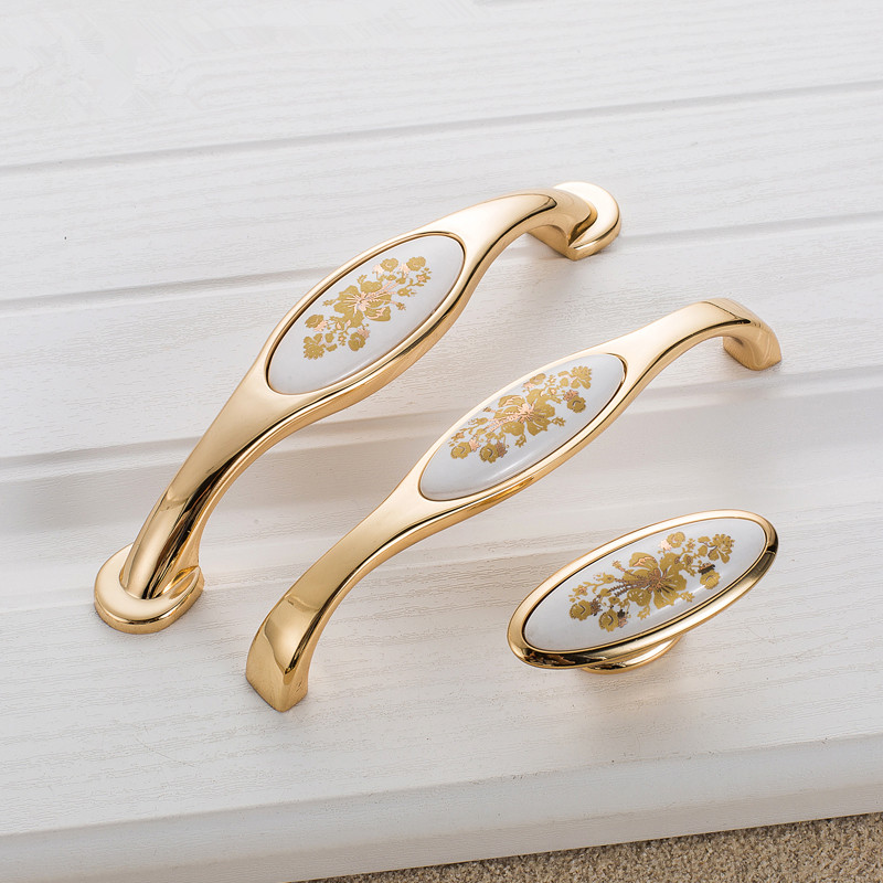European Gold Flower Ceramic H - Furniture Hardware Gold recension och pris