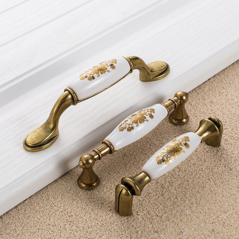European Gold Flower Ceramic H - Furniture Hardware Gold recension och pris