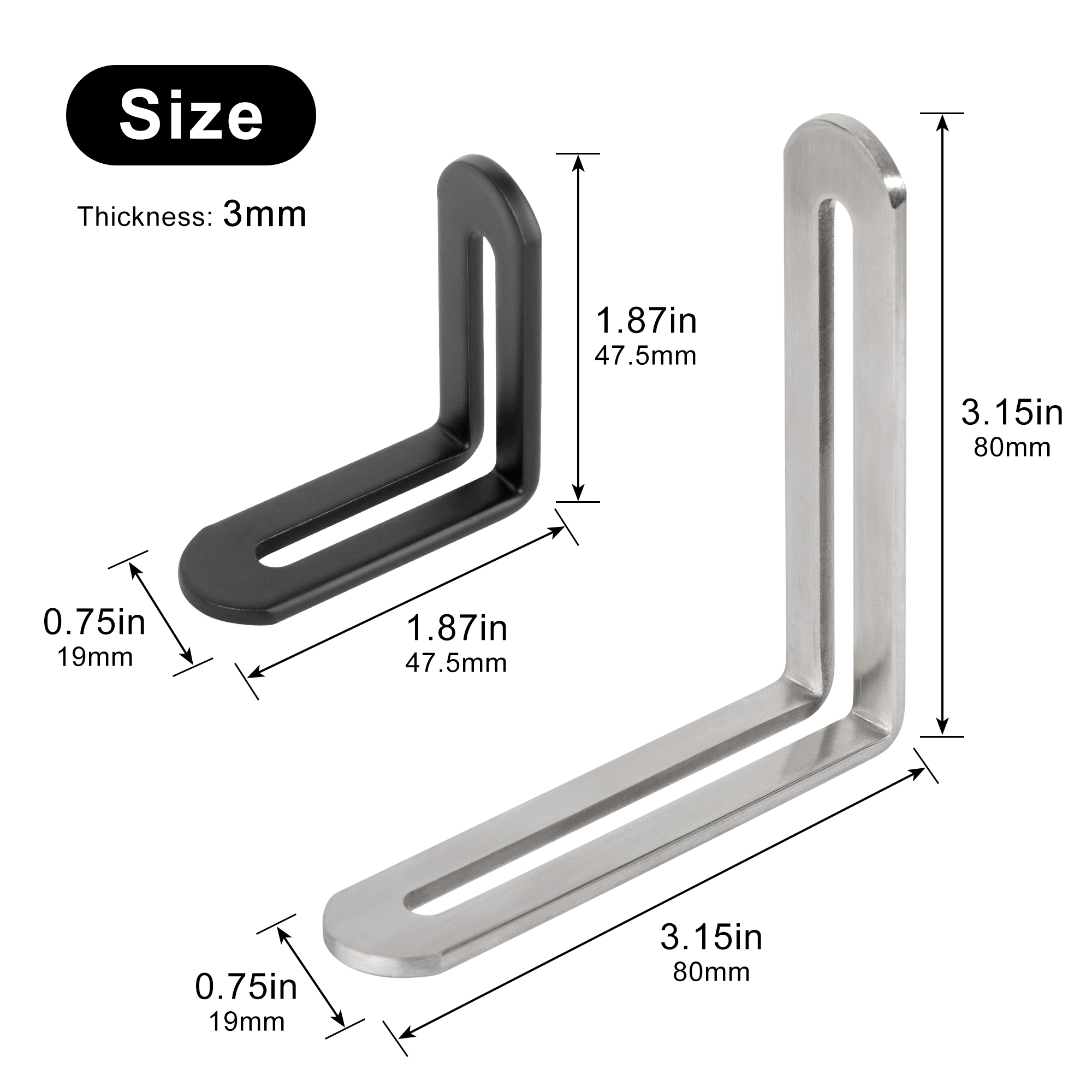 2pcs Corner Brackets Stainless - Furniture Hardware Fixing Screws recension och pris