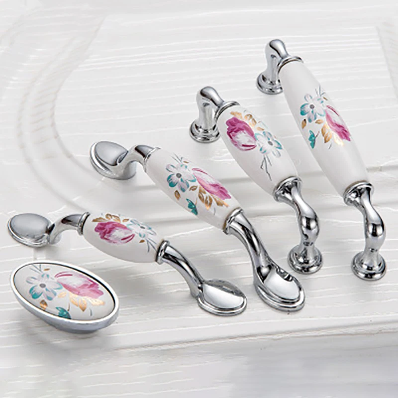 Tulip Ceramic Door Handle Silv - Vintage Furniture Hardware Pulls recension och pris