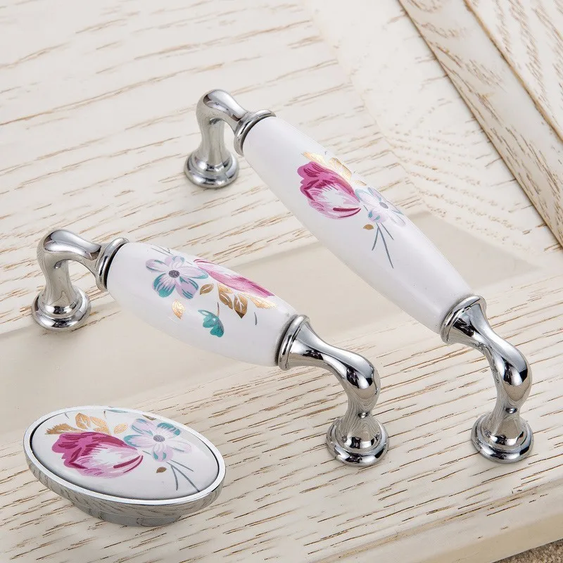 Tulip Ceramic Door Handle Silv - Vintage Furniture Hardware Pulls recension och pris