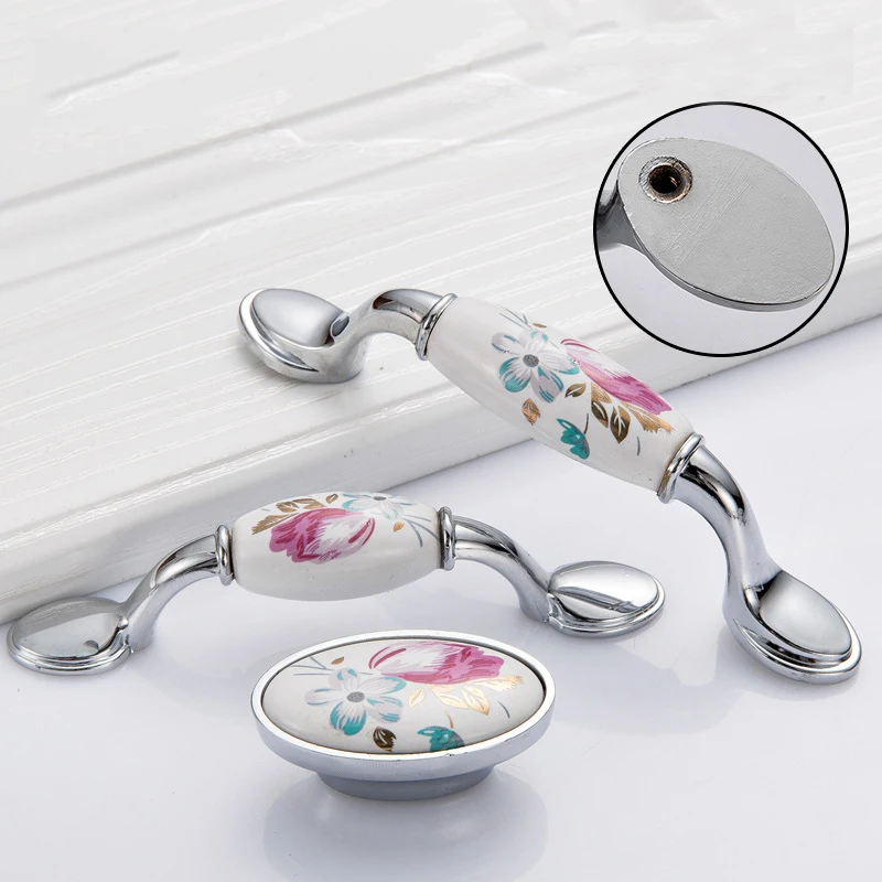 Tulip Ceramic Door Handle Silv - Vintage Furniture Hardware Pulls recension och pris