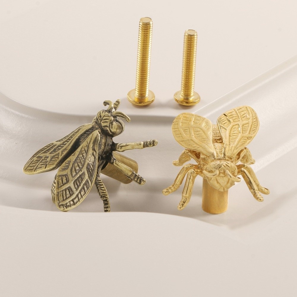 Creative Retro Bee Brass Handl - Furniture Hardware Gold recension och pris